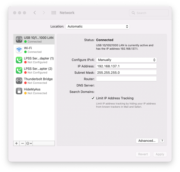 Go to Network Preferences - Ethernet